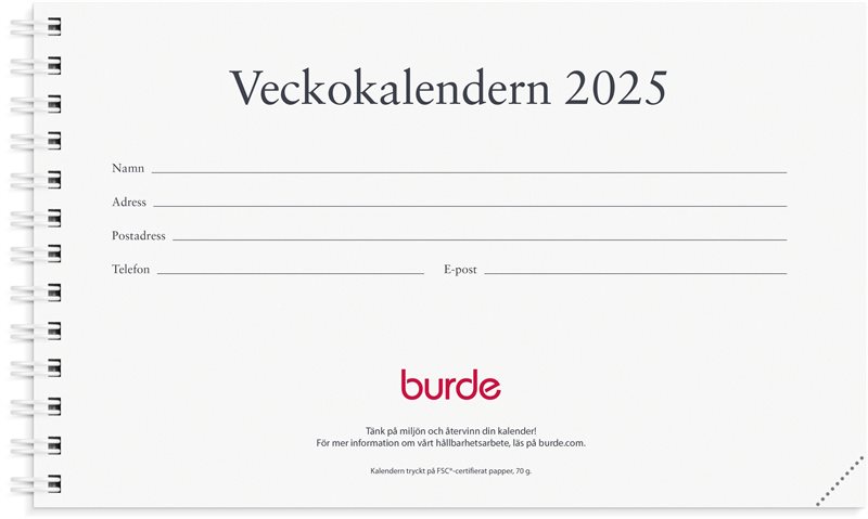 Kalender 2025 Veckokalendern refill